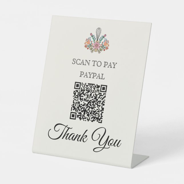 Bakery Scan to Pay QR Code Pedestal Sign (Front)