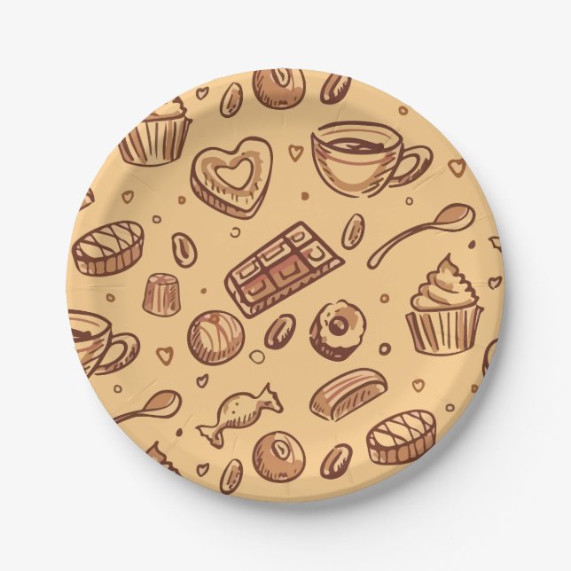 Bakery seamless pattern paper plates (Front)