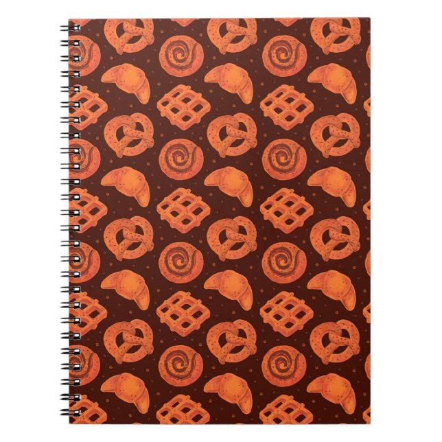 Bakery seamless pattern, texture. Boulangerie shop Notebook (Front)