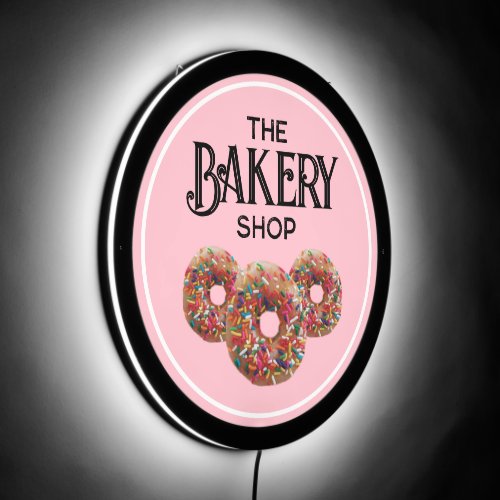 Bakery Shop Donuts Pink Custom Business LED Sign