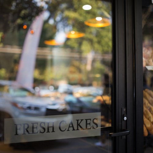 Bakery Shop Fresh Cakes Transparent Front  Window Cling