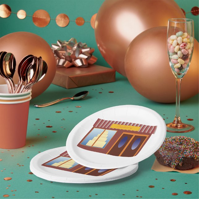 Bakery Shop Front Cake Store  Paper Plates (Creator Uploaded)
