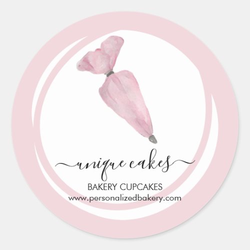 Bakery Shop Pink Circle Pastry Classic Round Sticker
