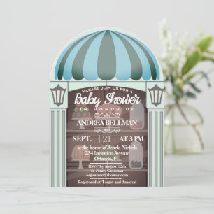 Bakery Shop window Baby Boy Shower Invitation