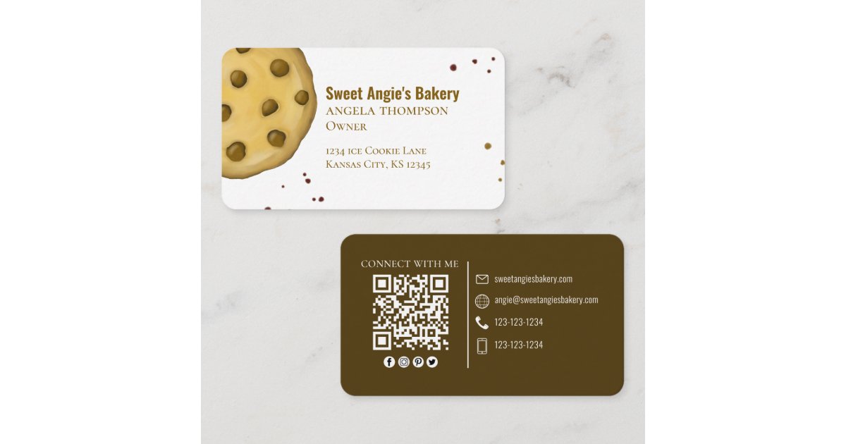 Bakery Social Media QR Code Professional Business Card | Zazzle