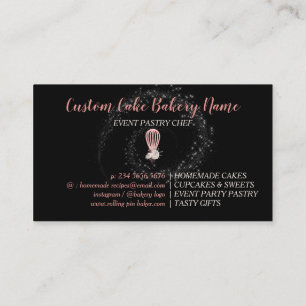 Bakery Sparkling Whisk Logo Home Bakery Black Business Card