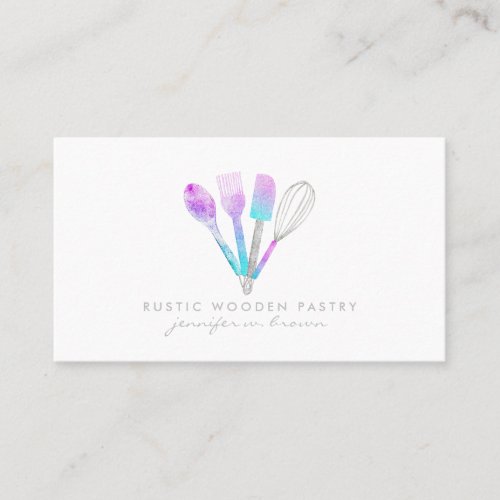 Bakery spoon rolling pin cake pastry glitter business card