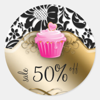 Bakery Stickers Cupcake Floral Caramel Pink