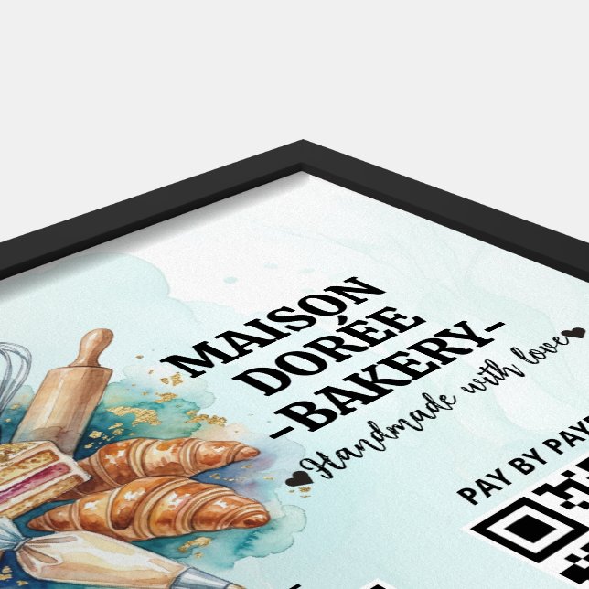Bakery Store Pastry Cake Baker QR Code Pay Here Framed Art (Framed Top Corner)