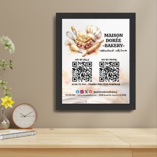 Bakery Store Pastry Cake Baker QR Code Pay Here Framed Art