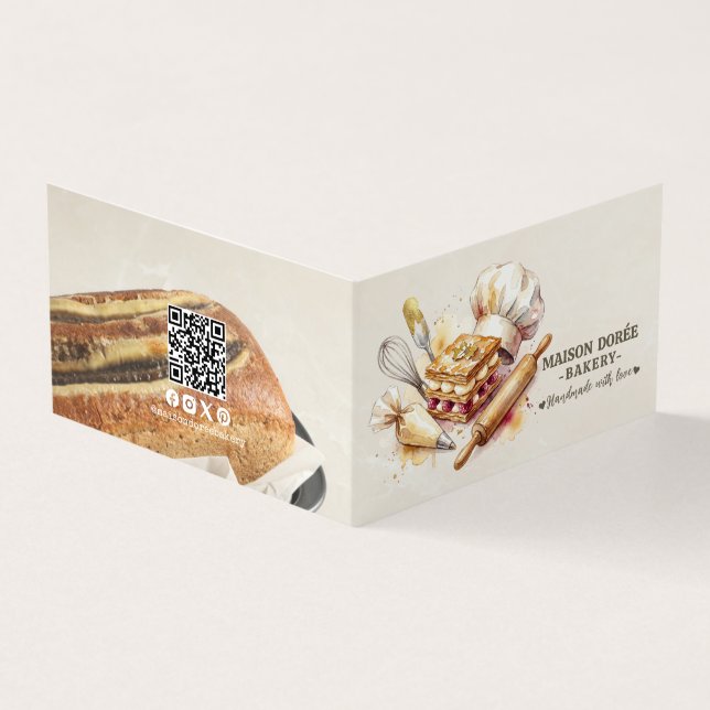Bakery Store Pastry Chef Dessert Cake Baker Detail Business Card (Outside)