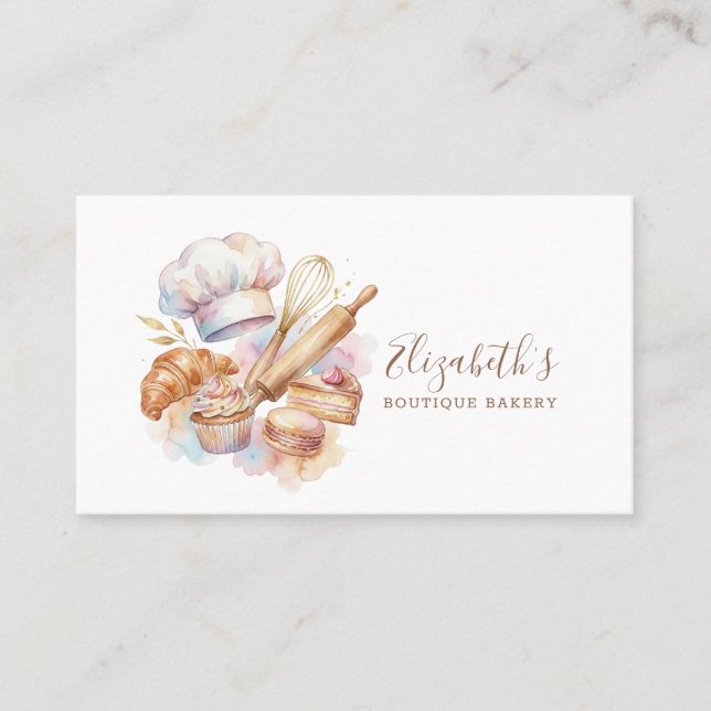 Bakery Store Pastry Chef Dessert Sweets Cake Baker Business Card (Front)