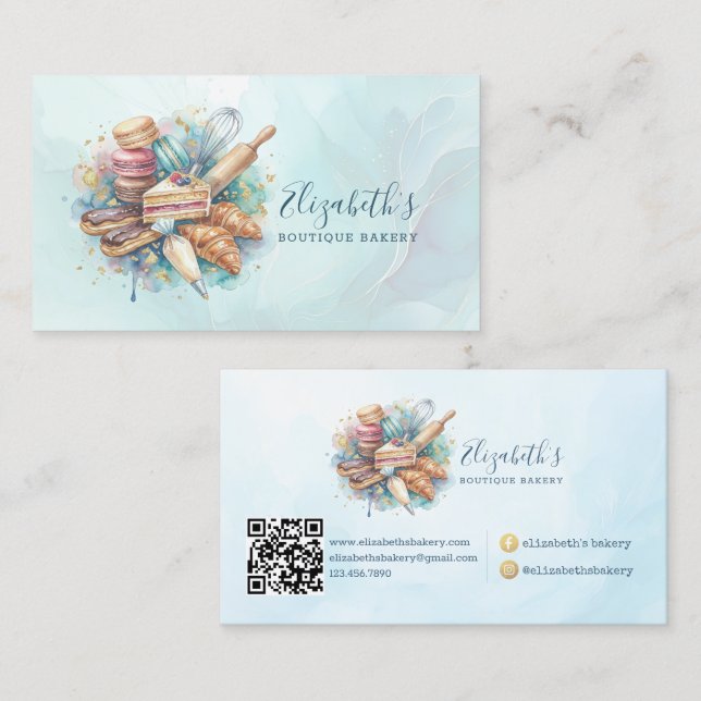 Bakery Store Pastry Chef Dessert Sweets Cake Baker Business Card (Front/Back)
