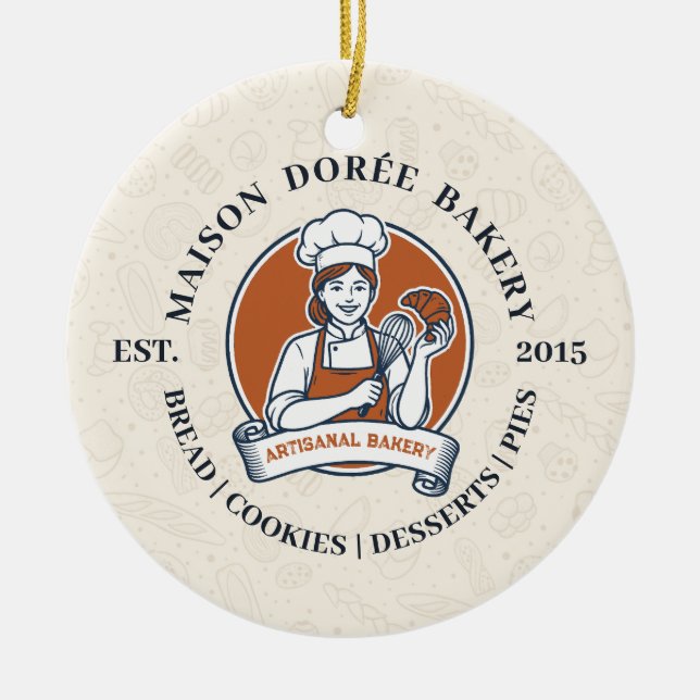 Bakery Store Pastry Chef Dessert Sweets Cake Baker Ceramic Ornament (Front)