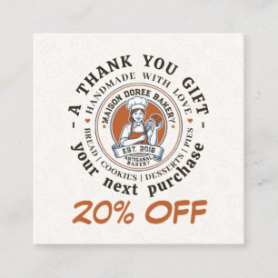 Bakery Store Pastry Chef Dessert Sweets Cake Baker Discount Card