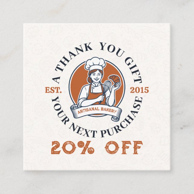 Bakery Store Pastry Chef Dessert Sweets Cake Baker Discount Card (Front)