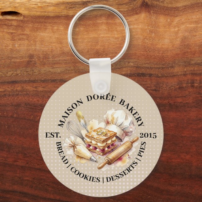 Bakery Store Pastry Chef Dessert Sweets Cake Baker Keychain (Front)