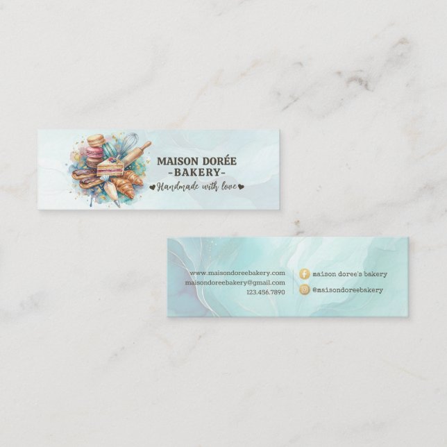 Bakery Store Pastry Chef Dessert Sweets Cake Baker Mini Business Card (Front/Back)