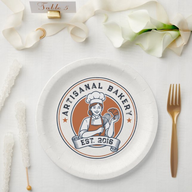 Bakery Store Pastry Chef Dessert Sweets Cake Baker Paper Plates (Wedding)