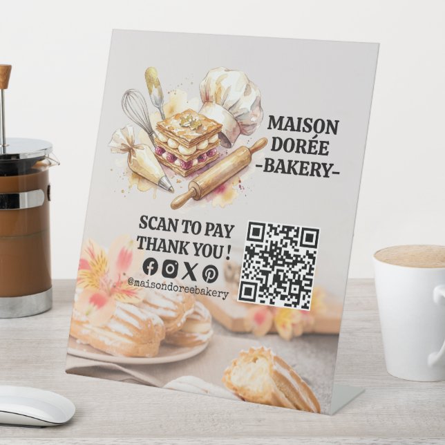 Bakery Store Pastry Chef Dessert Sweets Cake Baker Pedestal Sign (In SItu)