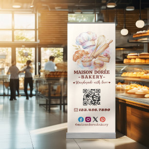 Bakery Store Pastry Chef Dessert Sweets Cake Baker Retractable Banner