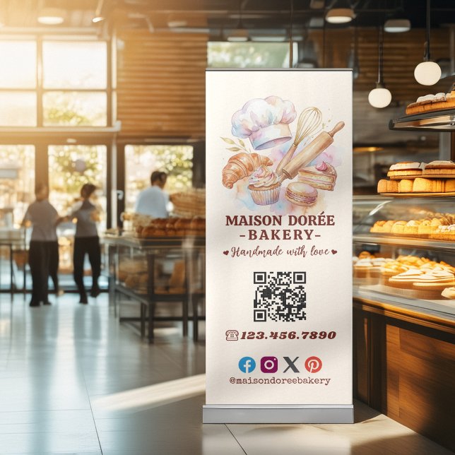Bakery Store Pastry Chef Dessert Sweets Cake Baker Retractable Banner (Creator Uploaded)