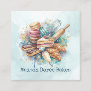 Bakery Store Pastry Chef Dessert Sweets Cake Baker Square Business Card