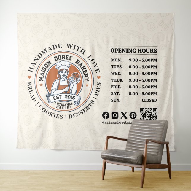 Bakery Store Pastry Chef Dessert Sweets Cake Baker Tapestry (In Situ (Horizontal))