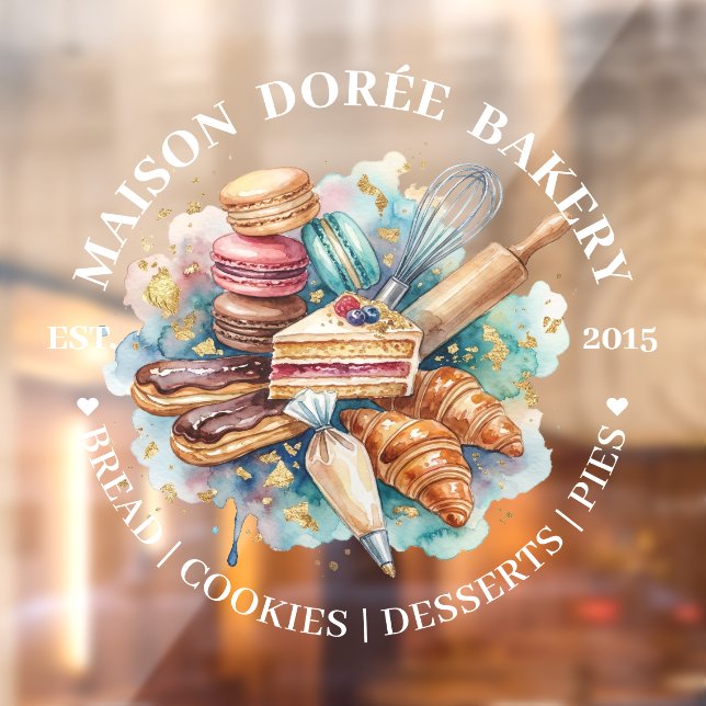 Bakery Store Pastry Chef Desserts Baking Catering Window Cling (Sheet 2)