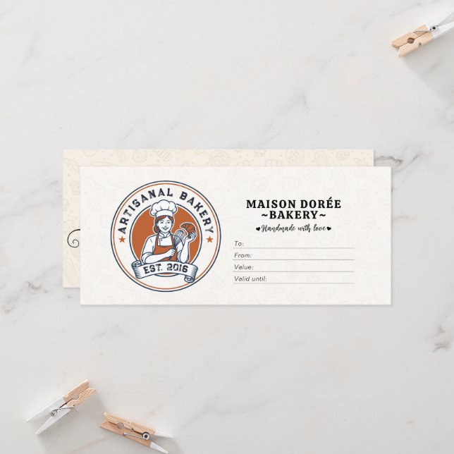 Bakery Store Pastry Chef Desserts Gift Certificate (Front/Back In Situ)