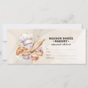 Bakery Store Pastry Chef Desserts Gift Certificate