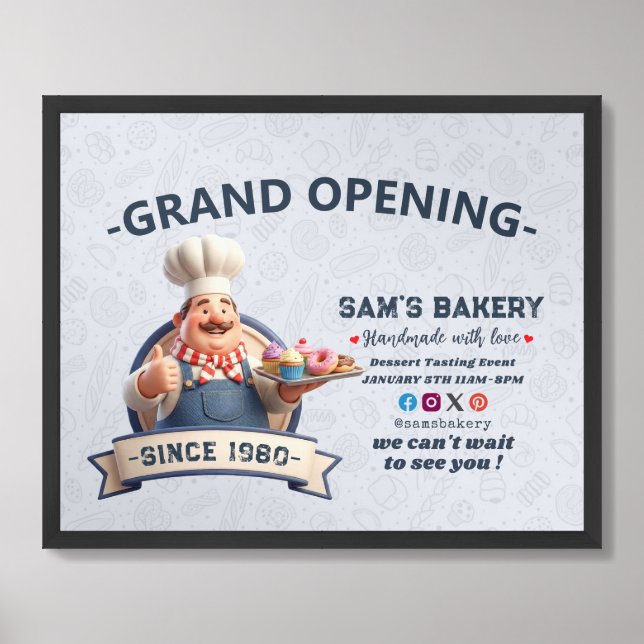 Bakery Store Pastry Chef Desserts Grand Opening Framed Art (Framed Front)