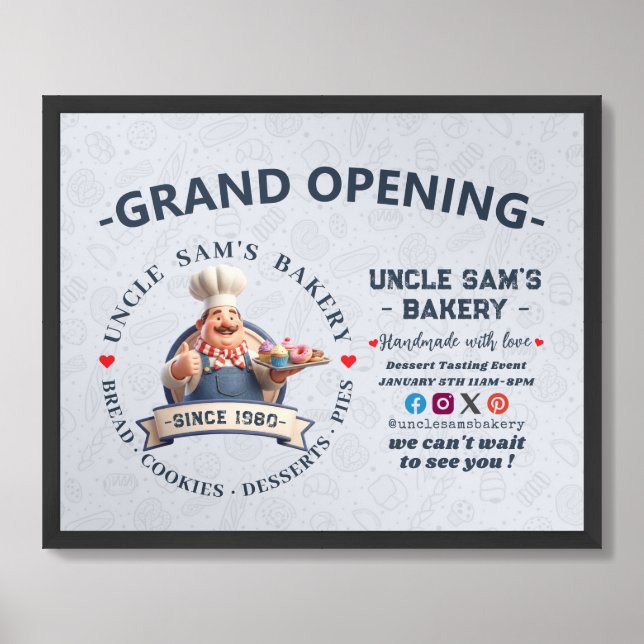 Bakery Store Pastry Chef Desserts Grand Opening Framed Art (Framed Front)