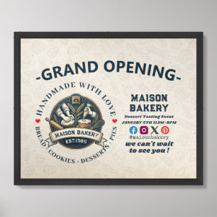 Bakery Store Pastry Chef Desserts Grand Opening Framed Art
