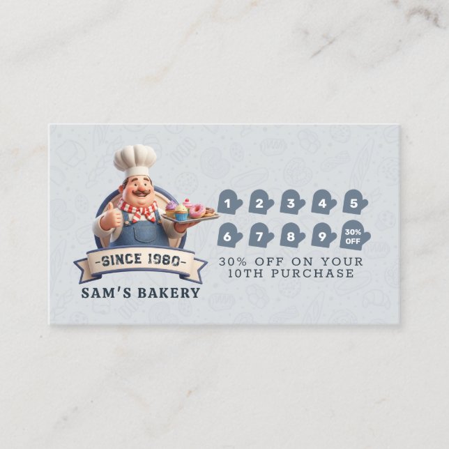 Bakery Store Pastry Chef Desserts Loyalty Punch Card (Front)