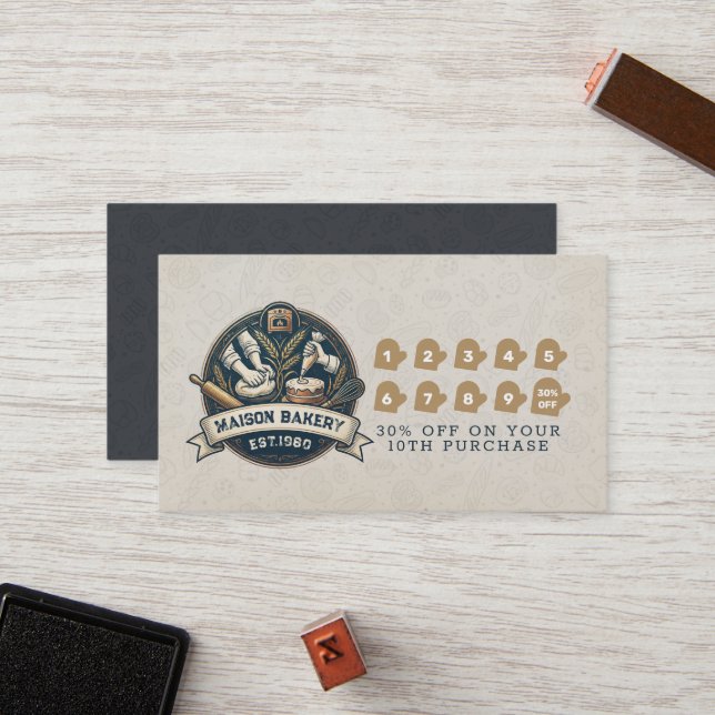 Bakery Store Pastry Chef Desserts Loyalty Punch Card (Front/Back In Situ)