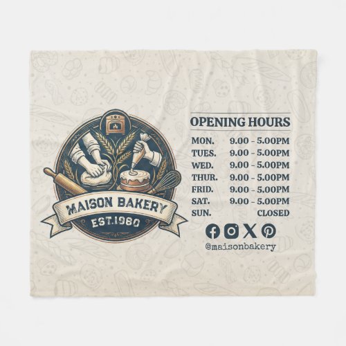 Bakery Store Pastry Chef Desserts Opening Hours Fleece Blanket