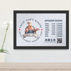 Bakery Store Pastry Chef Desserts Opening Hours Framed Art
