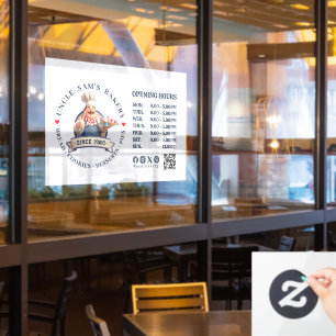 Bakery Store Pastry Chef Desserts Opening Hours Window Cling