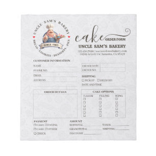 Bakery Store Pastry Chef Desserts Sweet Order Form Notepad