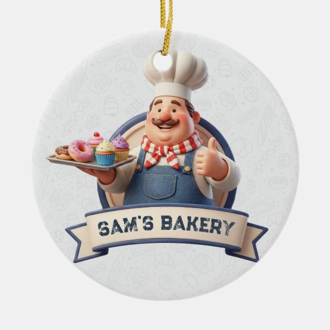 Bakery Store Pastry Chef Desserts Sweets Cake Shop Ceramic Ornament (Front)