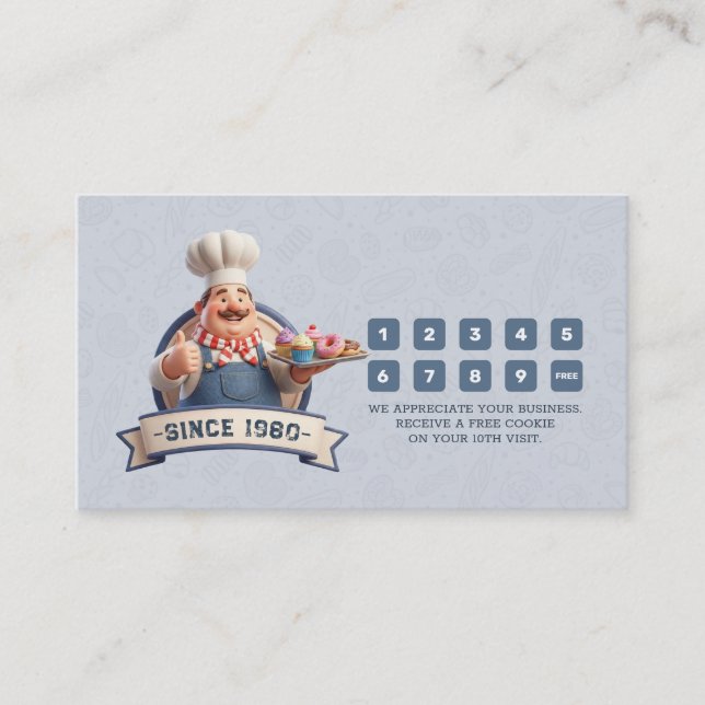 Bakery Store Pastry Chef Desserts Sweets Cake Shop Loyalty Card (Front)