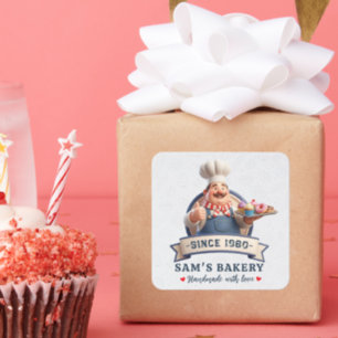 Bakery Store Pastry Chef Desserts Sweets Cake Shop Square Sticker