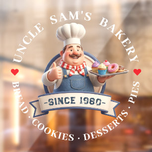 Bakery Store Pastry Chef Desserts Sweets Cake Shop Window Cling