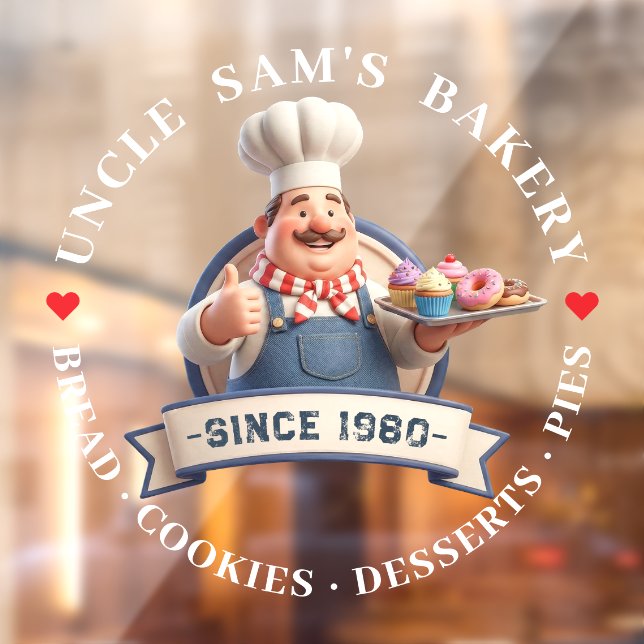 Bakery Store Pastry Chef Desserts Sweets Cake Shop Window Cling (Sheet 2)