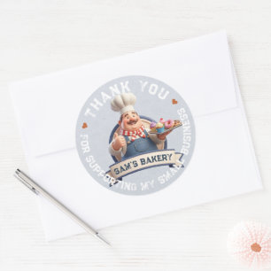 Bakery Store Pastry Chef Desserts Sweets Thank You Classic Round Sticker