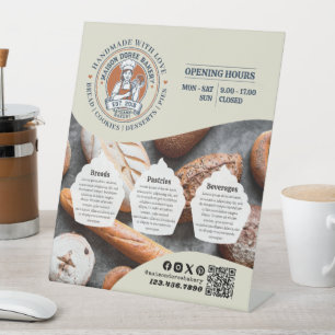 Bakery Store Pastry Chef Price List Opening Hours Pedestal Sign