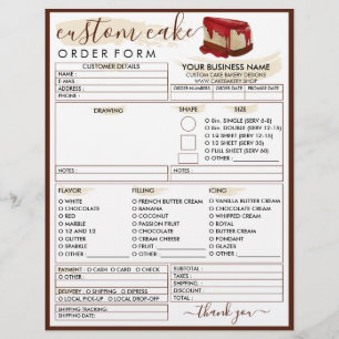Bakery Strawberry Cheese Cake Order Form Flyer