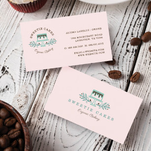 Bakery Sweet Cake & Floral Leaf Company Logo  Business Card