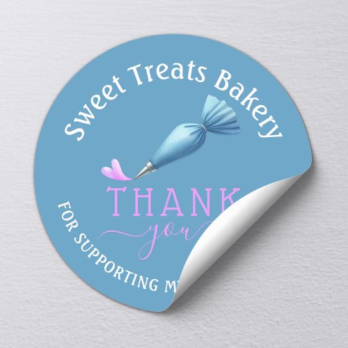 Bakery Thank You For Your Order Elegant Blue Classic Round Sticker
